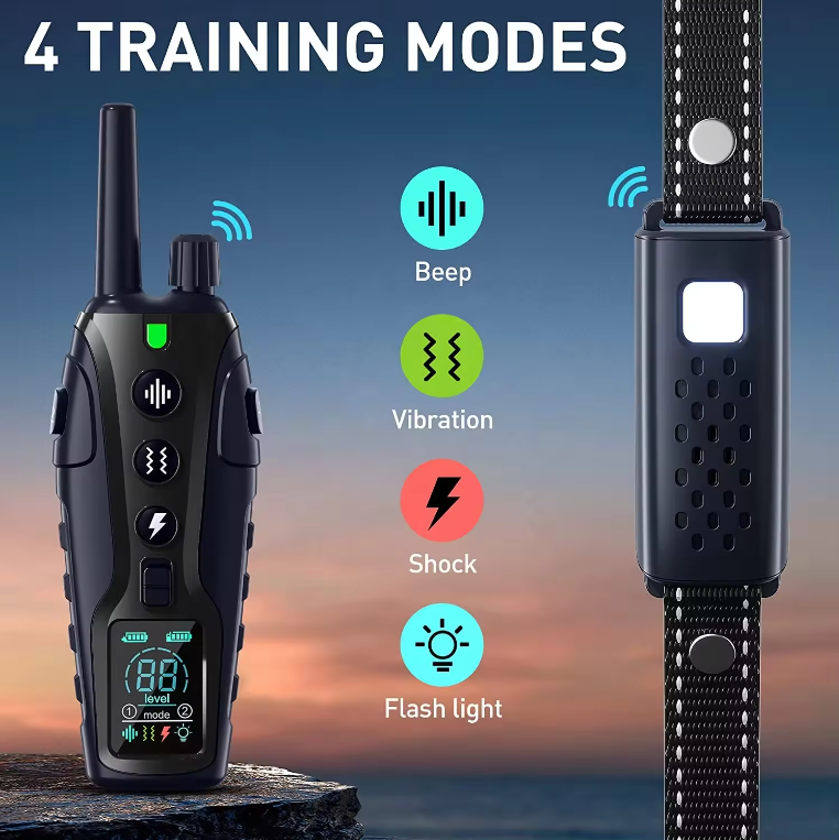 TQT Dog Shock Collar - 4000FT Dog Training Collar with Remote Waterproof e Collar with Flashing Light, Adjustable