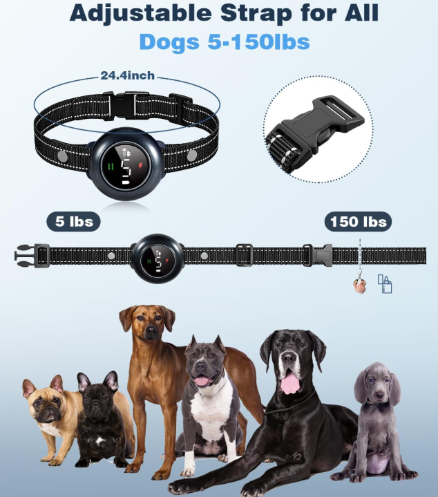 TQT 2-in-1 Dog Shock Collar & Dog Bark Collar - Smart Anti Barking Dog Training Collar with 5 Adjustable Sensitivity & 3300FT Remote for All Breeds